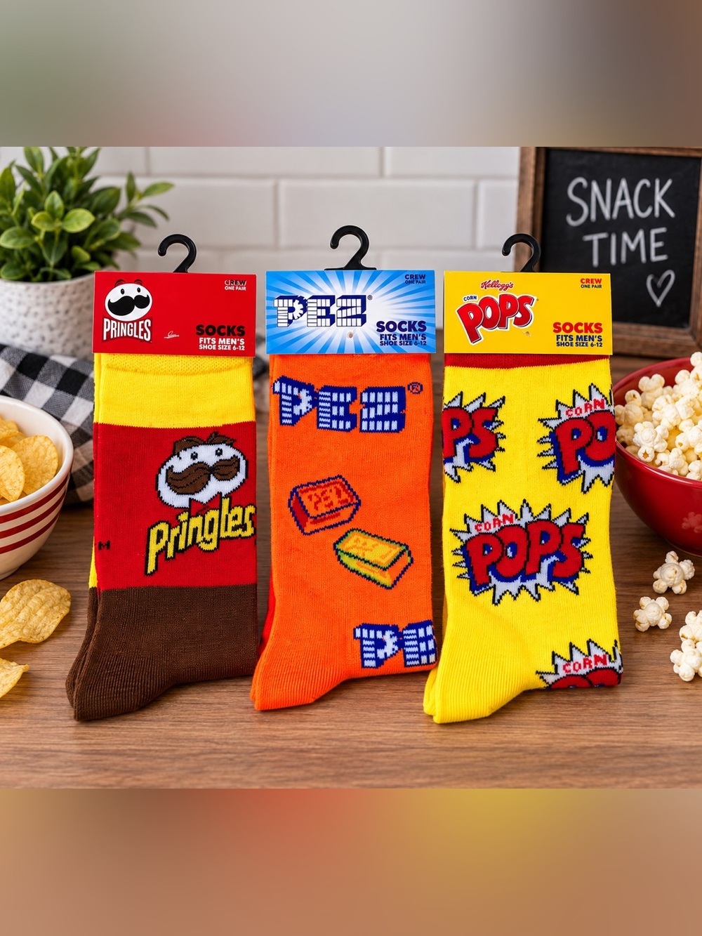 Snack Food Novelty Crew Socks 3-Pair Set 🍿🥨